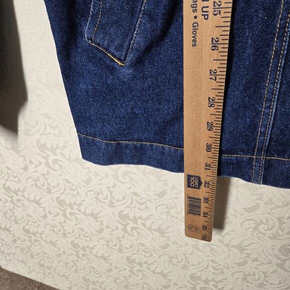 VTG Knockout Denim Jacket Sz 2XL Blue Quarter Zip Pullover Logo USA - Picture 15 of 16